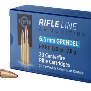 PPU PP6GH Standard Rifle Ammunition - 6.5 Grendel, 120 Grain Hollow Point Boat Tail - 20 Rounds per Box, 25 Boxes per Case 8605003816836