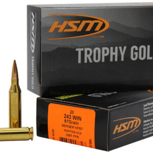 HSM Trophy Gold Extended Range .243 Win 87 gr Berger Hybrid Tactical Open Tip Match - 20 Rounds 837306007323