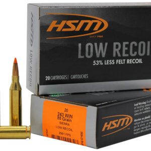 HSM 243 Win Low Recoil Ammunition - 85 gr Orange Polymer Tip, 20 Rounds per Box 810742024703