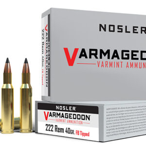 Nosler Varmageddon .222 Rem 40 Grain Flat Base Tipped - 20 Rounds per Box 054041651356