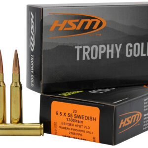 HSM Trophy Gold Extended Range 6.5x55 Swedish 130 gr Berger VLD Match Ammo - 20 Rounds per Box 837306005428