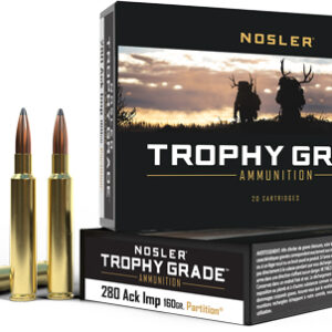 Nosler Trophy .280 Ackley Improved 160GR Partition - 20 Rounds per Box 054041600446