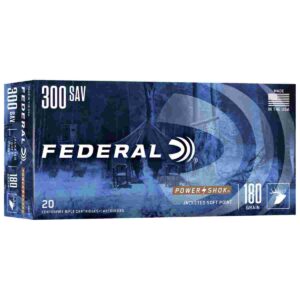 Federal Power-Shok .300 Savage Rifle Ammunition - 180 gr Soft Point, 2350 fps, 20 Rounds 029465084639