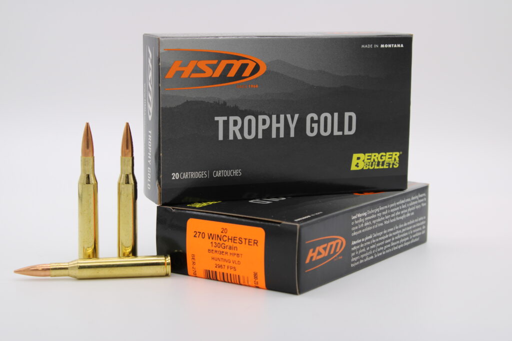 HSM 270130VLD Trophy Gold Extended Range 270 Win 130 gr Berger Hunting VLD Match 20 Per Box/ 20 Case