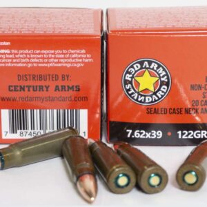 CENT Red Army Standard 7.62x39mm 122gr FMJ Non-Corrosive Ammunition - 20 Rounds per Box, 1000 Rounds per Case 787450867444