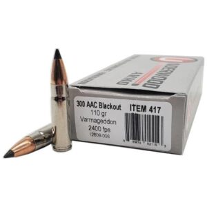Underwood Ammo Varmageddon 300 Blackout Rifle Ammunition - 110gr PT, 2400 fps, 20 Rounds 816874021153