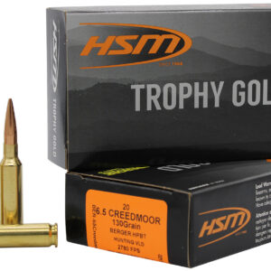 HSM 65CRD130VLD Trophy Gold Extended Range 6.5 Creedmoor 130 gr Berger Hunting VLD Match 20 Per Box/ 25 Case