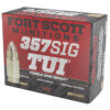 Fort Scott Munitions 357SIG095SCV Tumble Upon Impact (TUI)  357Sig 95gr Solid Copper Spun 20 Per Box/25 Case