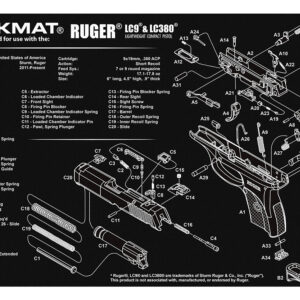 TekMat TEKR17RUGERLC9 Ruger LC9 Cleaning Mat Black/White Rubber 11"x17" Ruger LC9 Parts Diagram