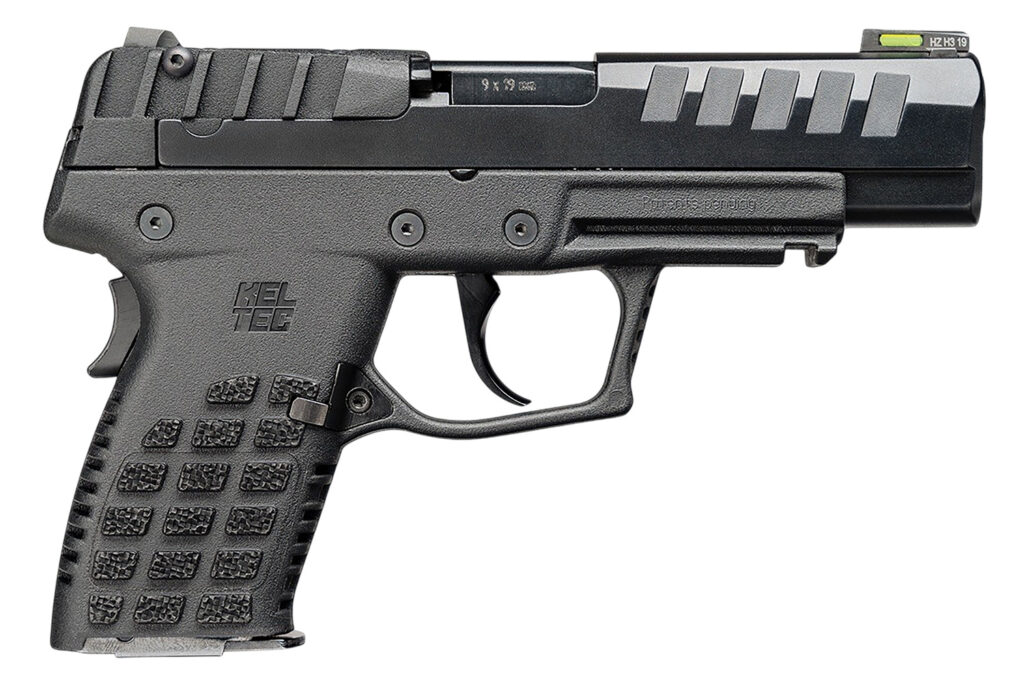 Kel-Tec P15BLKCA P15 Compact Frame 9mm Luger 10+1 4" Black Steel Barrel, Black Nitride Serrated Steel Slide, Black Polymer Frame w/Picatinny Rail, Black Stippled Grip, Ambidextrous