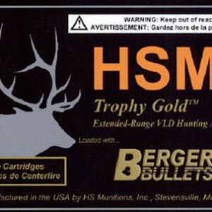 HSM 300WSM168VLD Trophy Gold Extended Range 300 WSM 168 gr Berger Hunting VLD Match 20 Per Box/ 25 Case