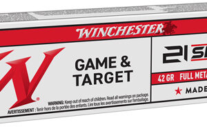 Per Round – ** Winchester USA 21 Sharp 42 Grain FMJ Ammunition – 1325 FPS – 100 Rounds per Box (20 Boxes per Case)

** 020892105003
