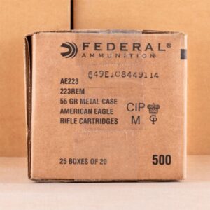 Federal Ammo American Eagle Rifle Ammunition .223 Rem 55 gr FMJ 3240 fps 500/rd Case