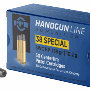 PPU .38 SPECIAL SWC HP 158G 50RD BOX 10 BOXES PER CASE