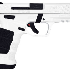 SAR USA SAR9STORMWT SAR9 Storm Full Size Frame 9mm 17+1 4.40" Black Steel Barrel, White Cerakote Steel Serrated Slide, White Cerakote Polymer Frame w/Picatinny Rail, Interchangeable Panels Grip
