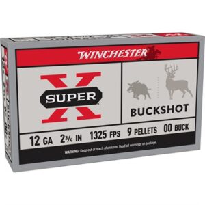 SUPER-X 12 GAUGE 2-3/4'' 9 PELLETS #00 BUCKSHOT 5/BOX