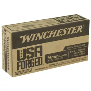 WINCHESTER 9 MM USA FORGED STEEL FMJ 115 GR 50 RD/BX 10 BX/CS