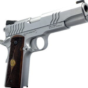 Dickinson LLC DKSN9S 1911 Adam S Commander Frame SAO 9mm Luger 9+1 4.25" Stainless Button Rifled Barrel, Stainless Steel S Serrations Slide, Stainless Steel Frame, Wood Grip