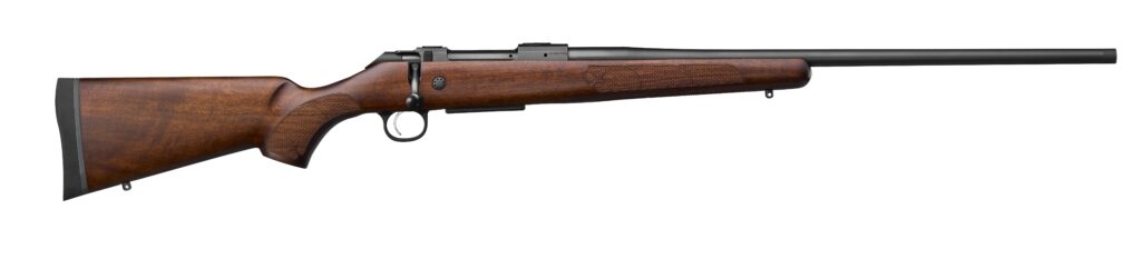 CZ 600 PLUS ST1 AMERICAN, 223 REM, 5 RD, 24IN, 1/2X28, DRILLED AND TAPPED, WALNUT STOCK