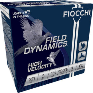 Fiocchi Field Dynamics 20 Gauge 3" #4 Shot 1-1/4 oz - 25 Rounds (10 Boxes per Case)