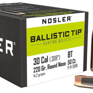 Nosler 30181 Ballistic Tip 30Caliber 220gr Round Nose 50/Box