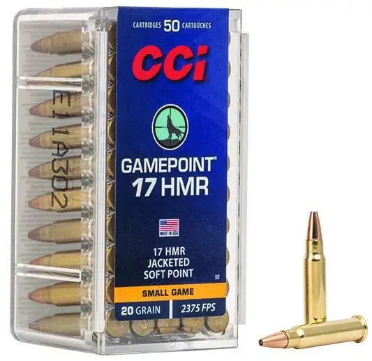 CCI Ammunition .17 HMR 20gr JSP Brass – 50rd