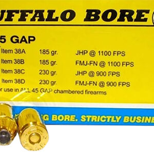 Buffalo Bore Ammunition 38A20 Personal Defense Strictly Business 45GAP 185gr Jacket Hollow Point 20 Per Box/12 Case - FAST SHIPPING-NO CREDIT CARD FEES