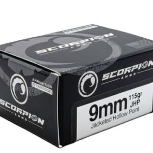 SCORPION 9MM LUGER - 115GR JHP 20RD 10BX/CS - FAST SHIPPING-NO CREDIT CARD FEES