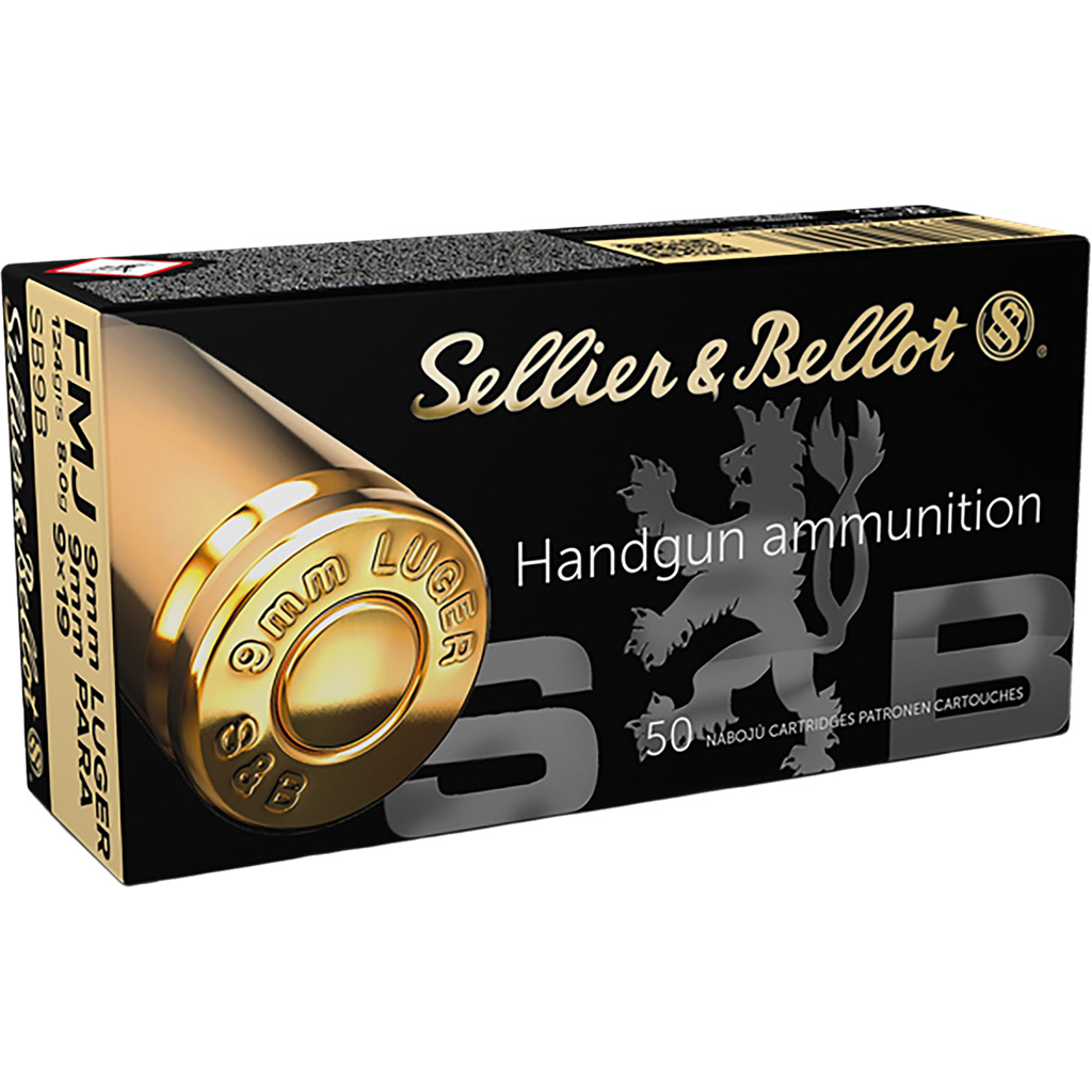 Sellier & Bellot 9mm Luger 124gr FMJ Ammo – 50 Rounds