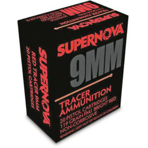 Supernova Tracer Pistol Ammunition 9mm 119 gr. FMJ Red Tracer 20 rd.
