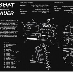 TekMat TEKR17SIGP250 Sig Sauer P250 Cleaning Mat Black/White Rubber 11"x17" Sig Sauer P250 Parts Diagram