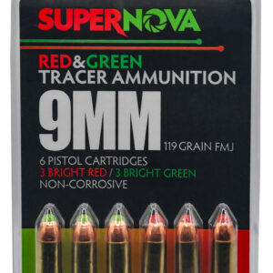 Supernova PMSN9MMMP Green/Red Tracer 9mmLuger 119Gr Full Metal Jacket 6 Per Box/60 Case - FAST SHIPPING-NO CREDIT CARD FEES