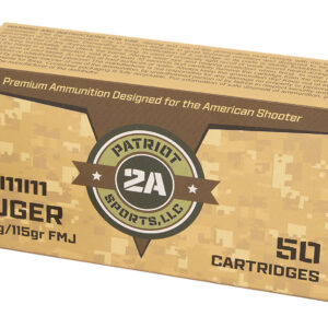 PATRIOT SPORTS LLC P9MM115FThe Patriot Defense Ammunition 9mm Luger ammunition with a 115 Grain Full Metal Jacket Projectile & Brass Case. - FAST SHIPPING-NO CREDIT CARD FEES
