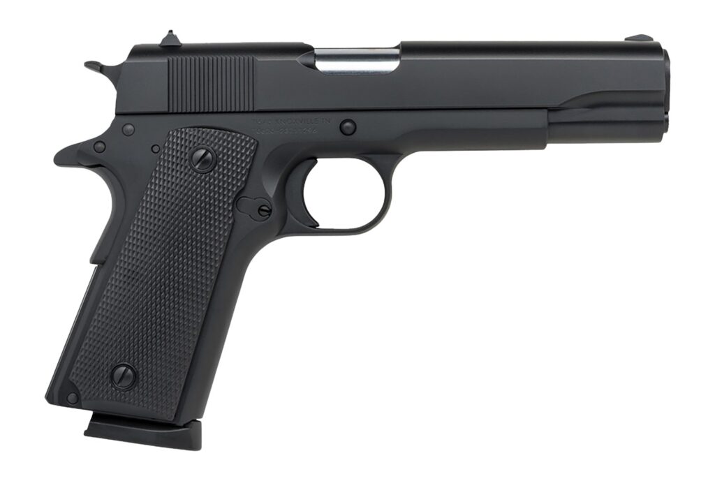 Tisas Arms 10100519 1911 A1 Service 9mm Luger 7+1 5" Stainless Steel Barrel, Black Cerakote Carbon Steel Serrated Slide & Frame w/Beavertail, Black Rubber Grip