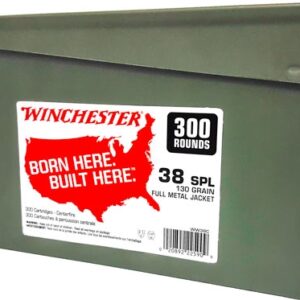 WINCHESTER 38 SPECIAL 130GR - FMJ-RN CASE OF (2) 300RD CANS - FAST SHIPPING-NO CREDIT CARD FEES