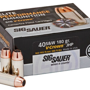 Sig Sauer E40SW250 Elite Performance 40S&W 180gr V-Crown Jacketed Hollow Point 50 Per Box/10 Case - FAST SHIPPING-NO CREDIT CARD FEES