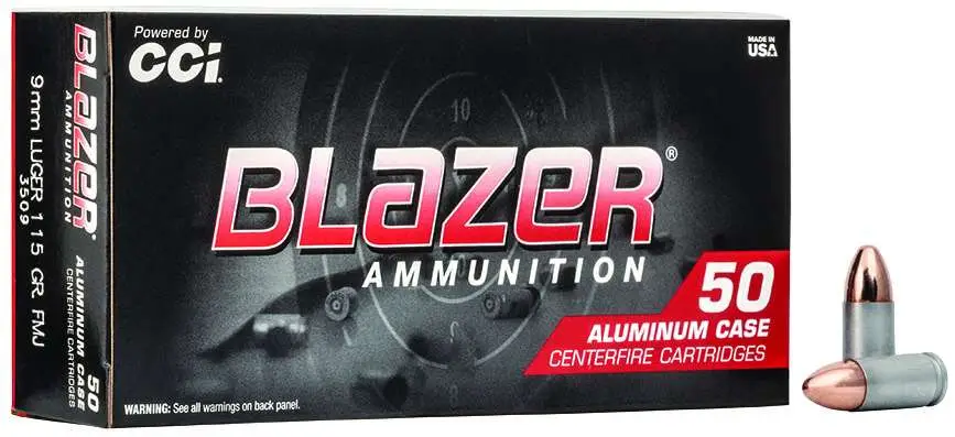 CCI Blazer 9mm 115gr FMJ Aluminum Case Ammo - 50 Rounds