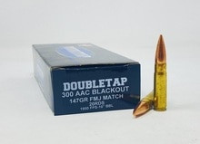 DoubleTap 300 AAC Blackout Ammunition 300BK147T 147 Grain Full Metal Jacket Match 20 Rounds