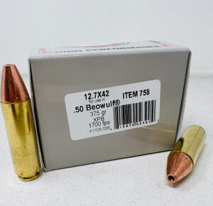 Underwood 50 Beowulf Ammunition UW758 375 Grain XPB Solid Copper Hollow Point 20 Rounds - FAST SHIPPING-NO CREDIT CARD FEES