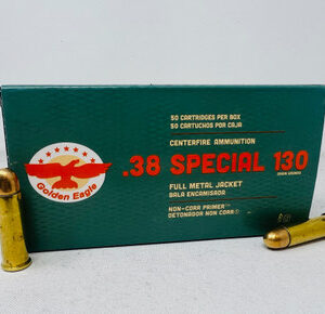 Golden Eagle 38 Special Ammunition 1E382507 130 Grain Full Metal Jacket 50 Rounds