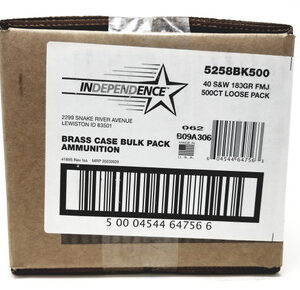 CCI 40 S&W Ammunition Independence 5258BK500 180 Grain Full Metal Jacket Loose Bulk Pack of 500 Rounds