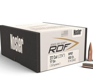 Nosler 22 Cal (.224 Dia) Reloading Bullets 77 Grain RDF Ultra High BC Hollow Point 100 Pieces - FAST SHIPPING-NO CREDIT CARD FEES
