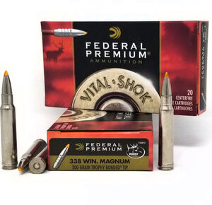 Federal 338 Win Mag Ammunition Vital-Shok P338TT2 200 Grain Trophy Bonded Ballistic Tip 20 Rounds - FAST SHIPPING-NO CREDIT CARD FEES