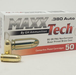 Maxxtech 380 Auto Ammunition PTGB380B 95 Grain Full Metal Jacket 50 rounds - FAST SHIPPING-NO CREDIT CARD FEES