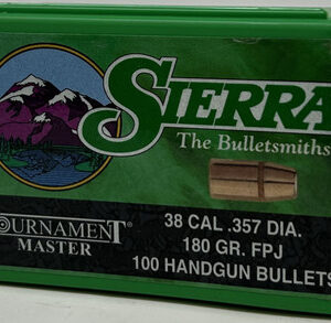 Sierra 38 Cal (.357 Dia) Reloading Bullets Tournament Master SRAA8370 180 Grain Full Metal Jacket 100 Pieces - FAST SHIPPING-NO CREDIT CARD FEES