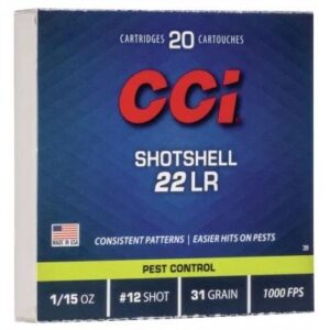 CCI Rimfire Shotshell Ammunition .22 LR 1/15 oz #12 31 gr 1000 fps 2000/ct (100-20/ct Boxes) - FAST SHIPPING-NO CREDIT CARD FEES