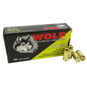 Wolf (Turkish) Performance Handgun Ammunition 45 ACP 230gr FMJ 850 fps 50/ct - FAST SHIPPING-NO CREDIT CARD FEES