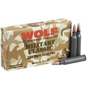 Wolf Military Classic Rifle Ammunition .223 Rem 55 gr FMJ 3241 fps 500/ct Case - FAST SHIPPING-NO CREDIT CARD FEES