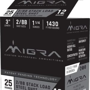 Migra Waterfowl Steel Shot Shotshell 12 ga 3" 1-1/4 oz 1430 fps #2-BB 25/ct - FAST SHIPPING-NO CREDIT CARD FEES