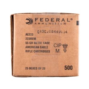 Federal Ammo American Eagle Rifle Ammunition.223 Rem 55 gr FMJ 3240 fps 500/rd Case - FAST SHIPPING-NO CREDIT CARD FEES